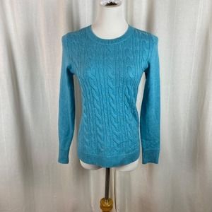 New Talbots Women's XSmall Cable Knit Sweater Blue‎ Rainbow Speckles Classic